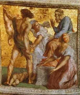 Raphael.  The Judgment of Solomon (ceiling panel).