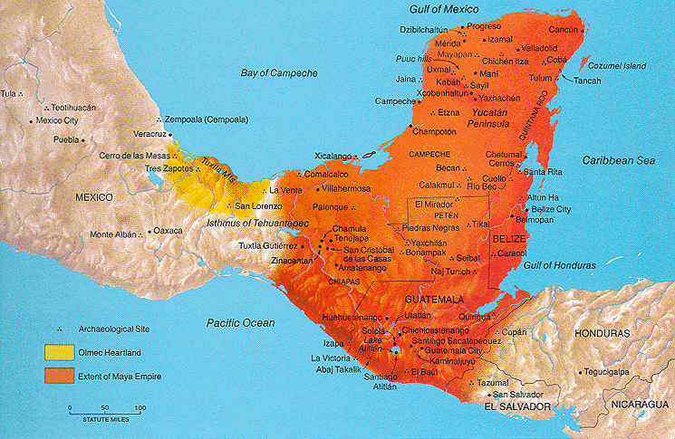 ancient maya civilization map