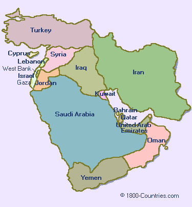 middle east map quiz: middle east map without