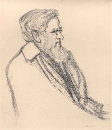 pencil sketch of Alfred Russel Wallace in 1904, age 81