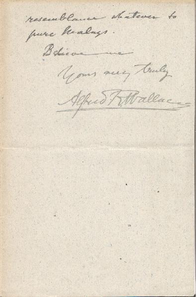 image of letter dated December 22, 1900, from Alfred Russel Wallace to Richard Lydekker, page three