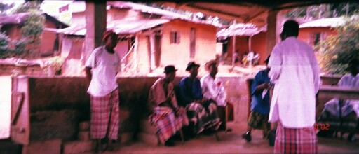 Chief and elders in the last stop (slave quarters) by the Blue River