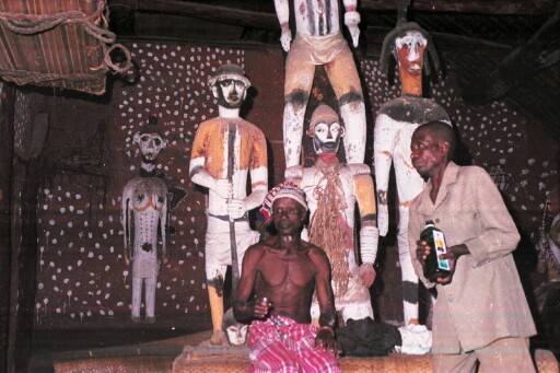 The Obunkwa shrine priest getting ready to perform the libation rite