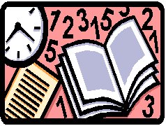 Clock, Books, Numbers, and other School Items