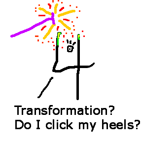 a 4 being magically transformed